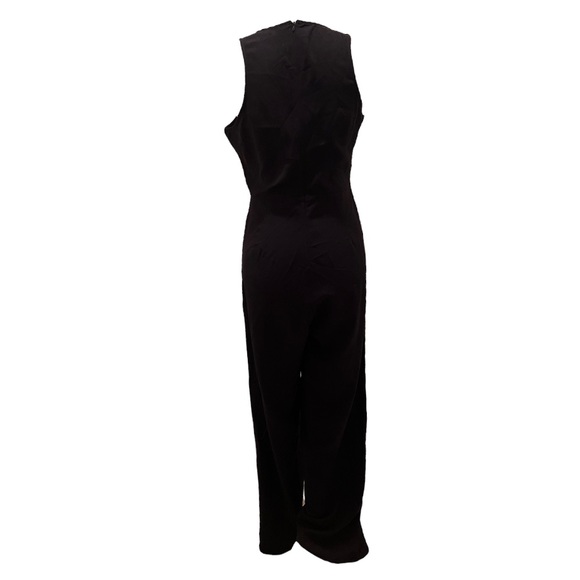 Misguided Lace Up Front Sleeveless Black Jumpsuit Size 8 - Picture 5 of 5